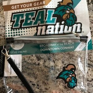 Coastal Carolina clear small clutch- used 1 time